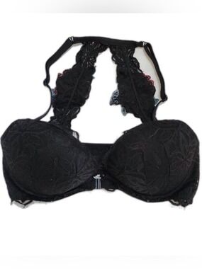 Victoria's Secret PINK Black Floral Lace Bralette 34D